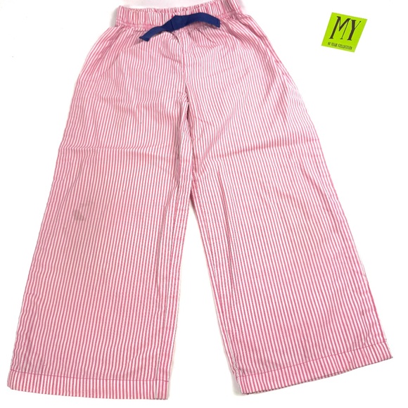 Carter’s Girls Pink & White Striped Pajama Pants Size 5 with Navy Bow - Picture 1 of 8